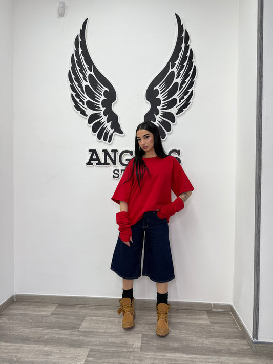T shirt con guanti rossa